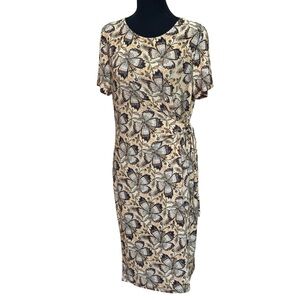 Anne Klein Butterfly Print Dress w/Side Tie Detail